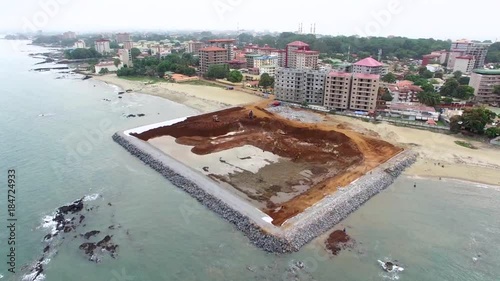 Aerial, construction site on Conakry beach photo