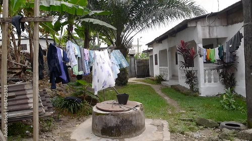 Clothes line blowing in wind, Africa