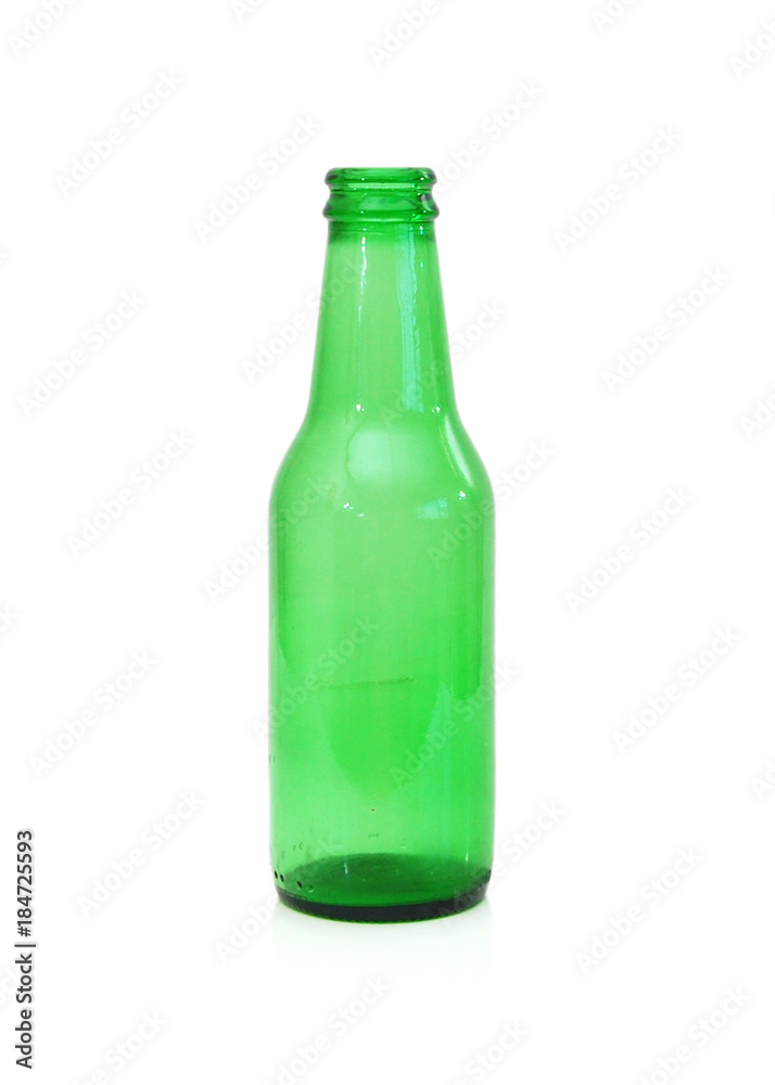 Empty green beer bottle isolated on the white background Empty green beer bottle isolated on the white background
