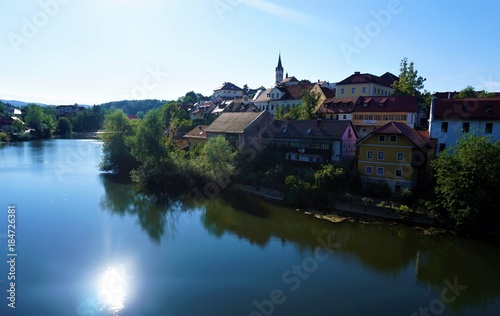 Krka river and the city of Novo Mesto photo