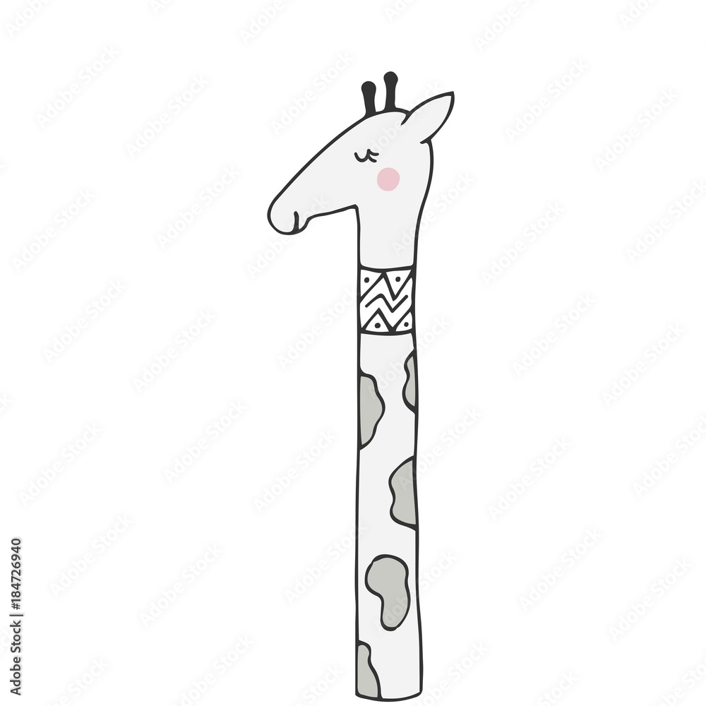 Cute hand drawn nursery poster with giraffe in scandinavian style. Vector illustration Cute hand drawn nursery poster with giraffe in scandinavian style. Vector illustration