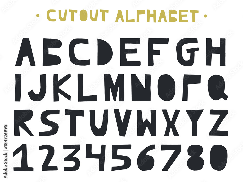 Cutout ABC - Latin alphabet. Unique handmade letters in scandinavian style.