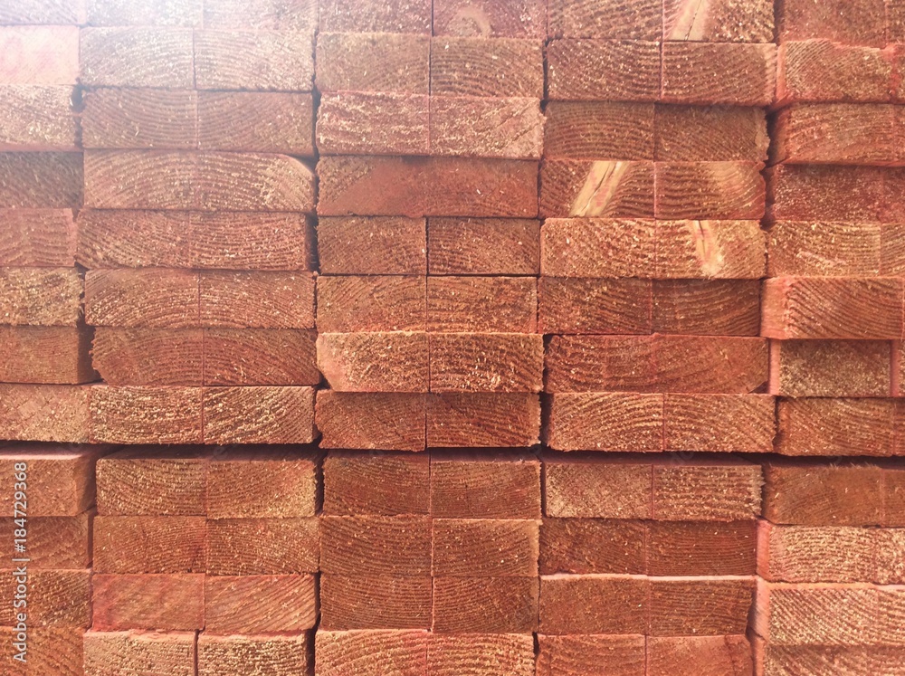 Obraz premium Closeup view of red roofing wood batten 