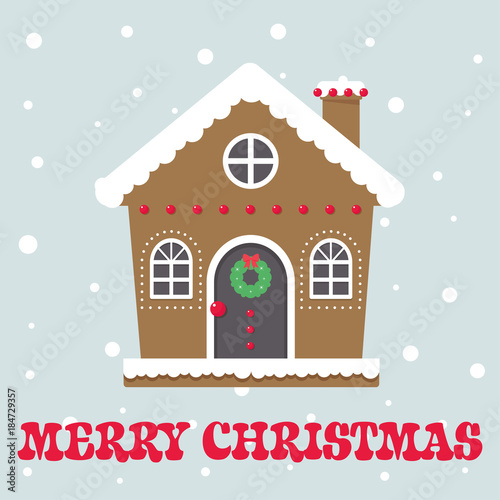 christmas cute house with text
