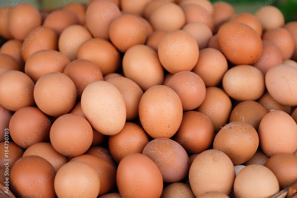 Organic raw chicken eggs for sale on street market Organic raw chicken eggs for sale on street market