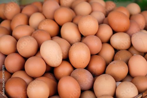 Organic raw chicken eggs for sale on street market