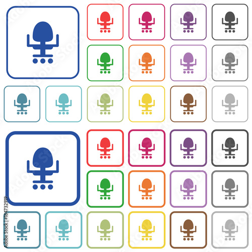 Office chair outlined flat color icons