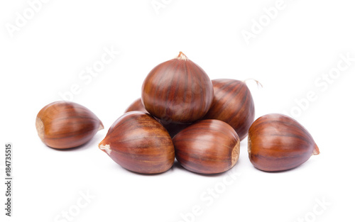 Chestnuts isolated on white background photo