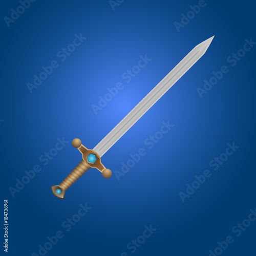 Sword on the blue background.