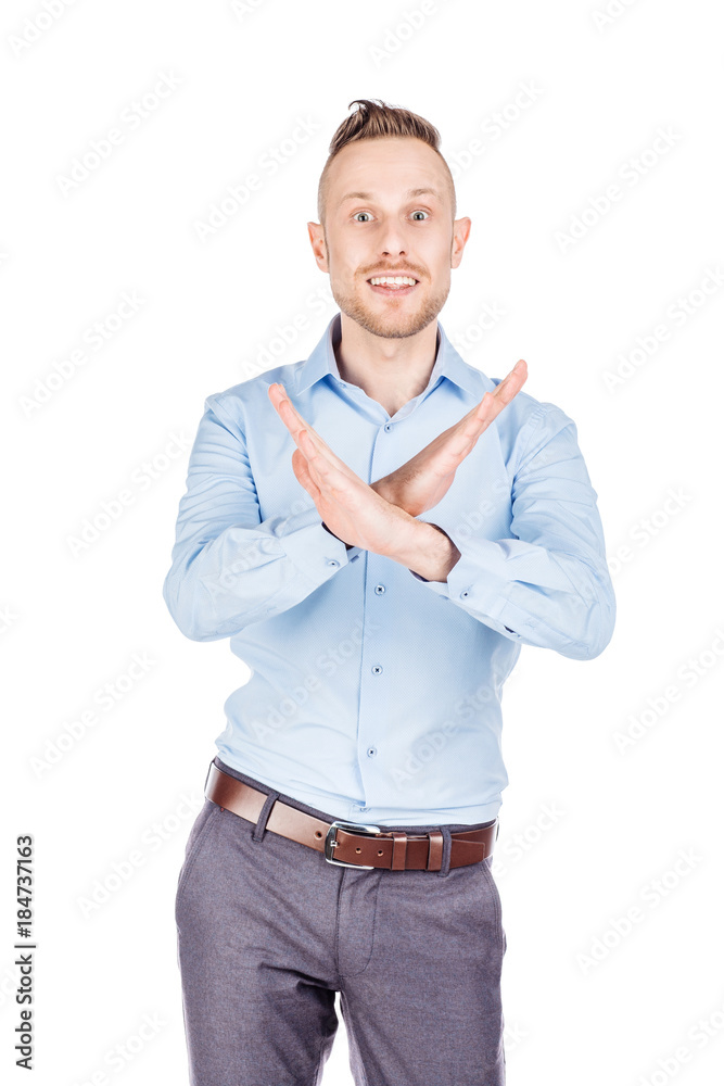 businessman making stop sign with hand. emotions and people concept. businessman making stop sign with hand. emotions and people concept.