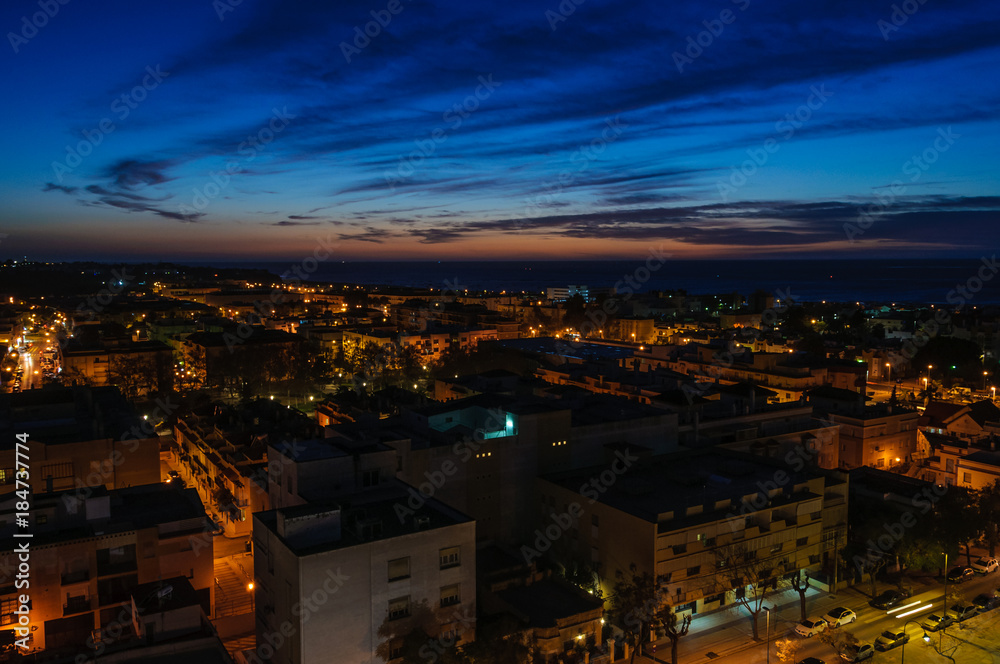 Night view in San Lucar de Barrameda, Spain