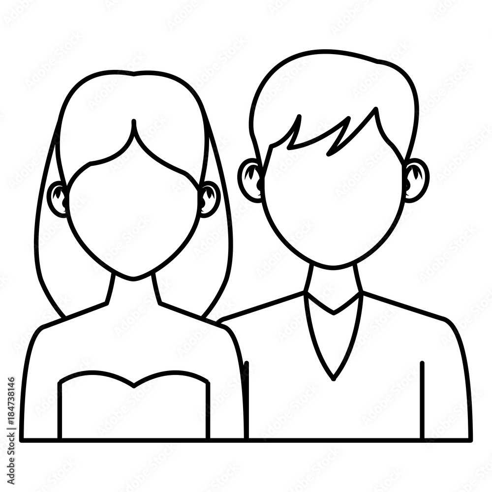 Elegant couple avatar cartoon