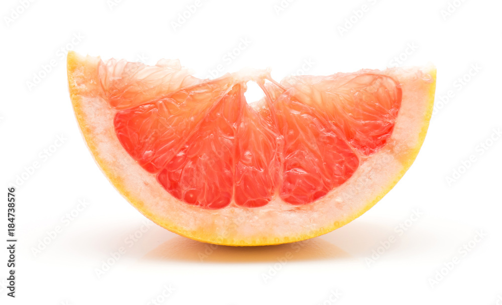 Red grapefruit slice isolated on white background. Red grapefruit slice isolated on white background.
