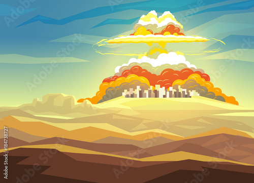 Explosion of nuclear bomb over city