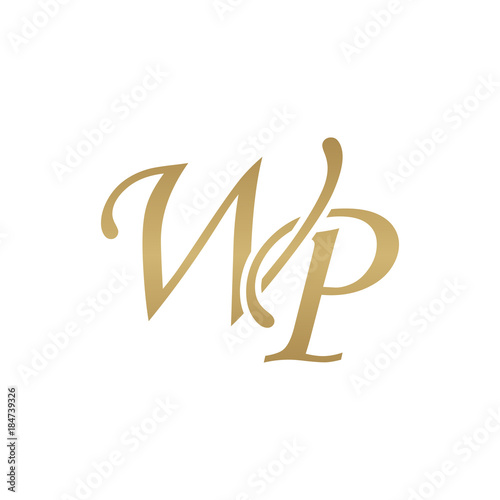 Initial letter WP, overlapping elegant monogram logo, luxury golden color