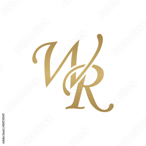 Initial letter WR, overlapping elegant monogram logo, luxury golden color