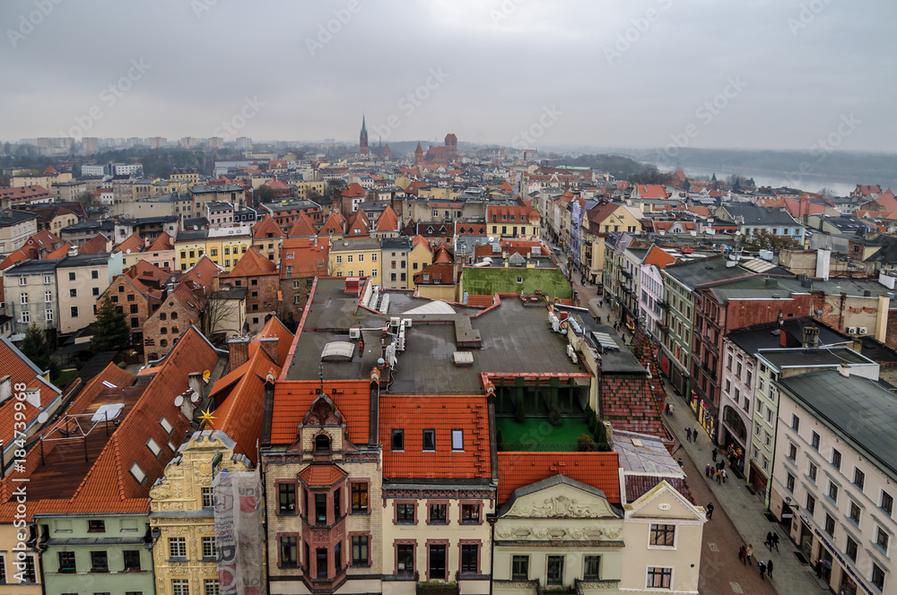 Torun, Poland. October 03, 2017; Views on Old Town area from tower of Town Hall