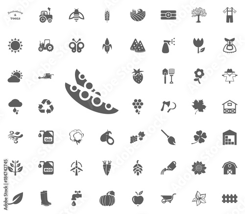 Peas icon. Gardening and tools vector icons set