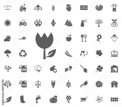 Tulip icon. Gardening and tools vector icons set
