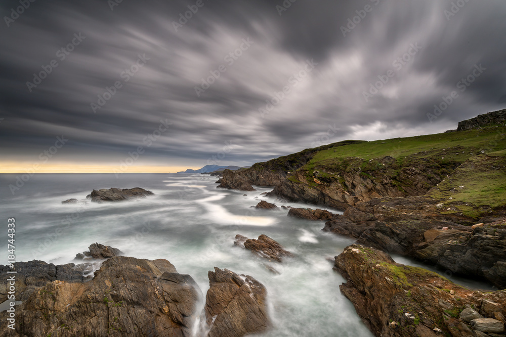 Coast of Achill Island, Ireland with dramatic clouds