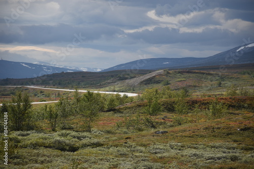 Norwegen, Wolken, Wetter, Sturm, Regen, Herbst, Wald, Polarkreis, Wind, Formation, Wald, Birke, Tundra, unberührt, Nordland, Berg, Schnee, Felsen, Polarkreis photo