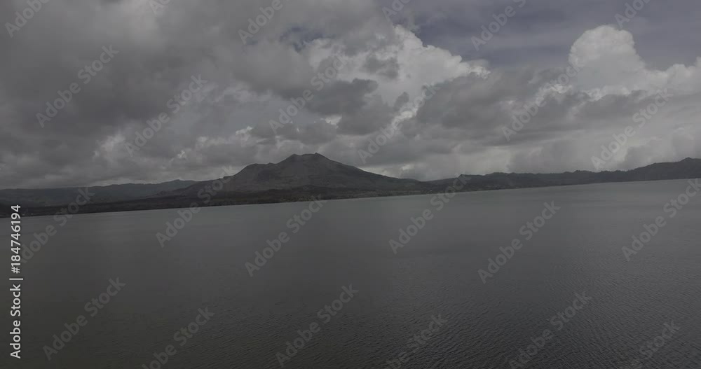 Panning shot of Lake Batur