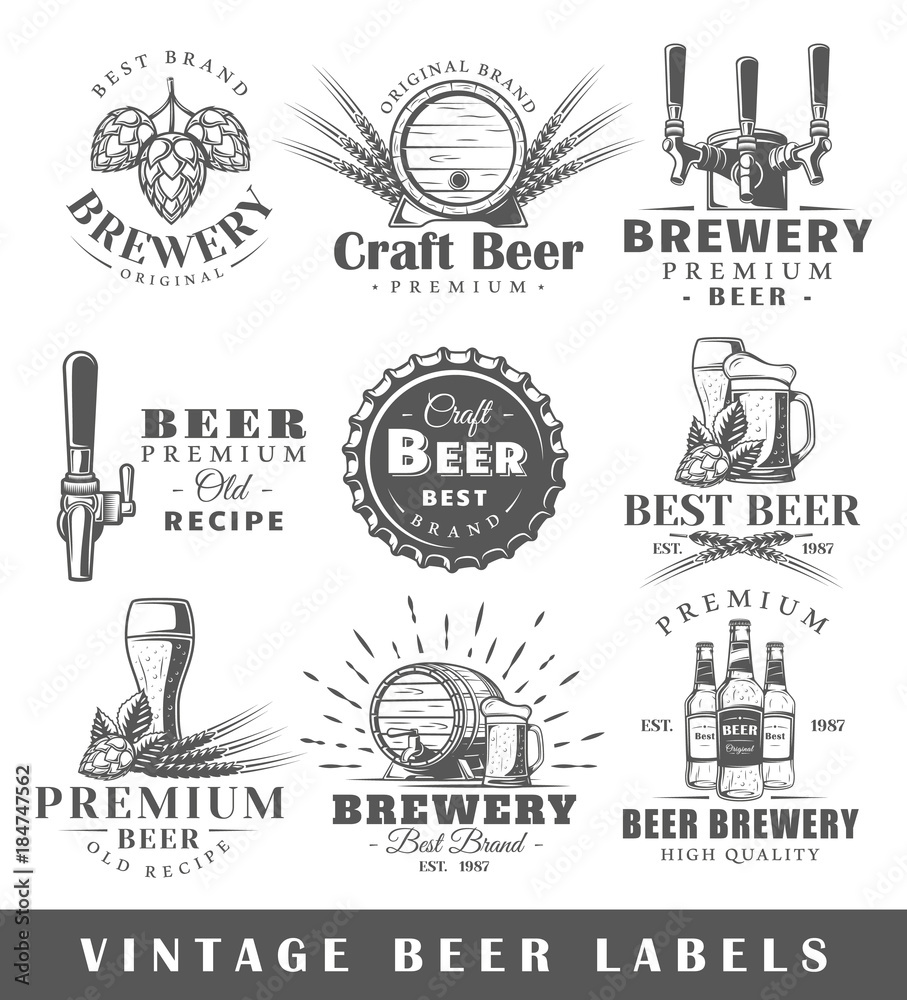 Set of vintage beer labels Stock Vector | Adobe Stock