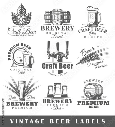 Set of vintage beer labels