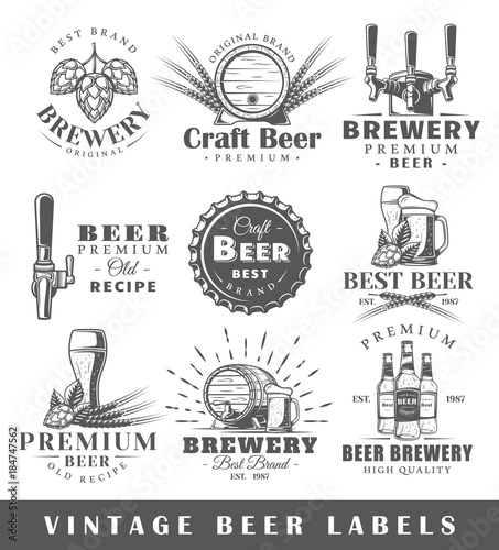 Set of vintage beer labels