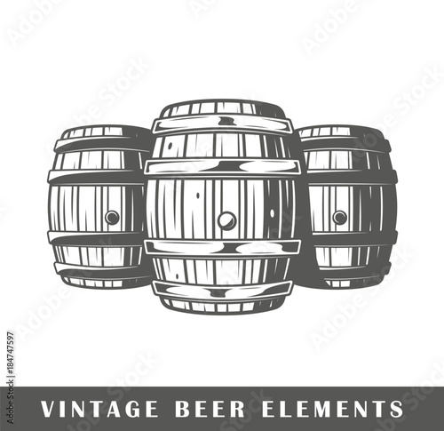 Beer barrels isolated on white background photo
