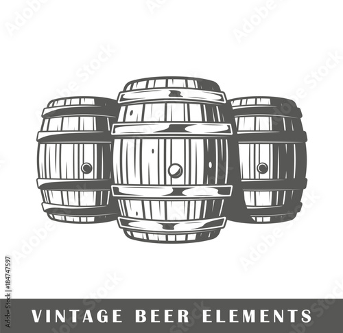 Beer barrels isolated on white background