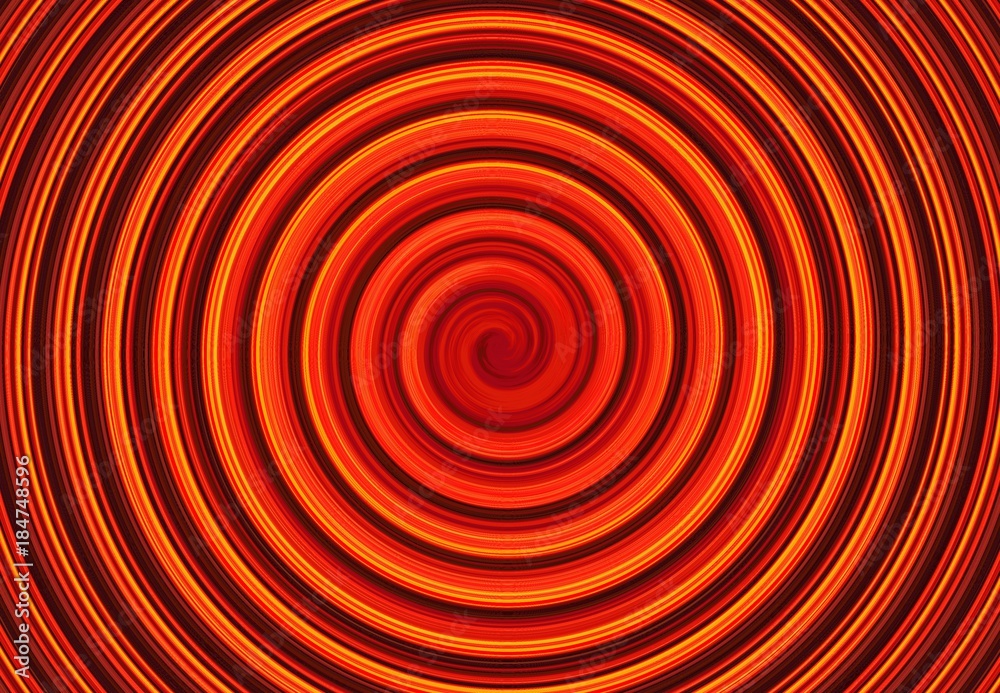 Naklejka premium Bright orange swirl striped rays converging danger sign design