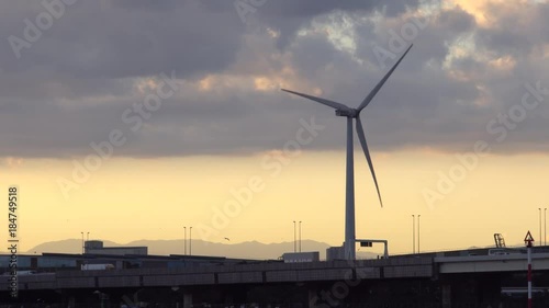 Sunset sky and windmill - video 4K UHD