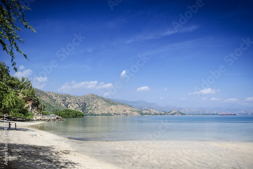 areia branca tropical beach view near dili in east timor photo