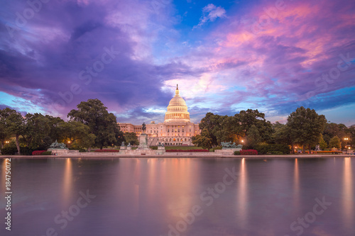 Capitol building sunset congress of USA Washington DC US photo