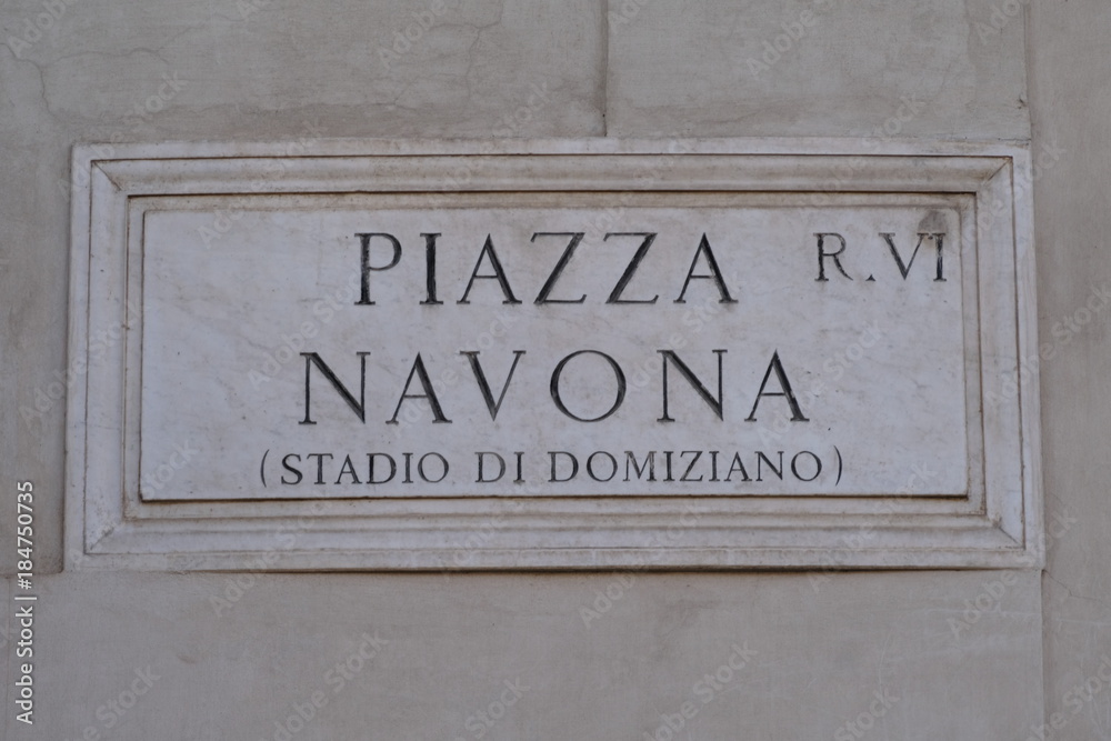 Marble plate of Piazza Navona, Rome, Italy Marble plate of Piazza Navona, Rome, Italy
