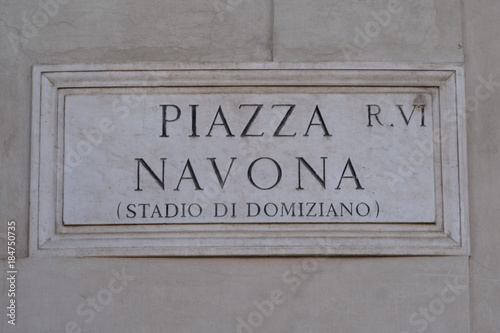 Marble plate of Piazza Navona, Rome, Italy