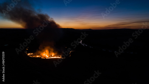 Aerial Photo of a Bushfire At Dusk Western Australia, Australia