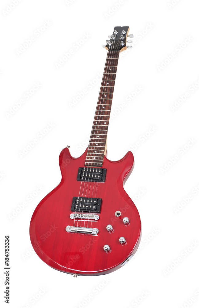 Red Electric Guitar Isolated on White