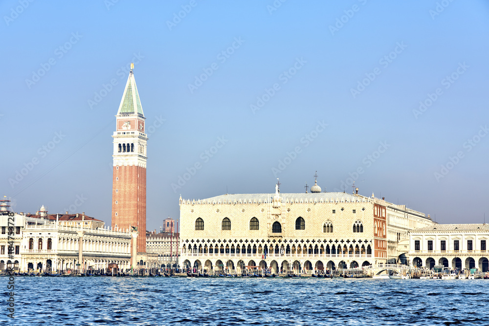 St. Mark's Square in Venice. St. Mark's Square in Venice view from the water. Venice, Italy.