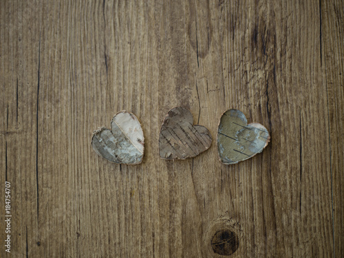 Wooden hearts and gift