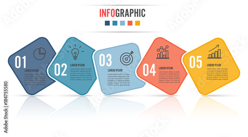 Timeline infographics design template with 5 options, process diagram, vector eps10 illustration