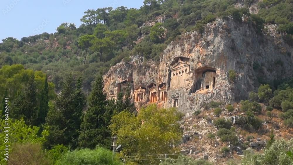 Ancient Rock Tomb and reeds, Dalyan, Turkey Ancient Rock Tomb and reeds, Dalyan, Turkey