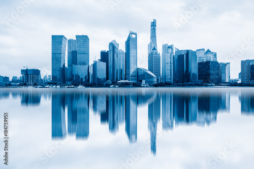 shanghai cityscape and skyline  copy space.