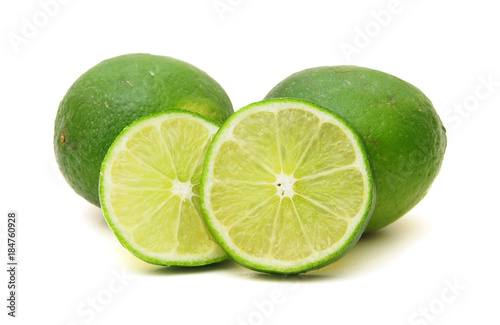 Fresh ripe lime isolated on white background