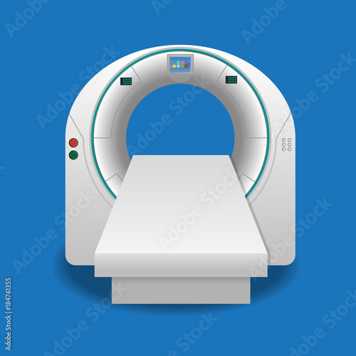 Computed tomography or computed axial tomography scan machine icon vector illustration.
