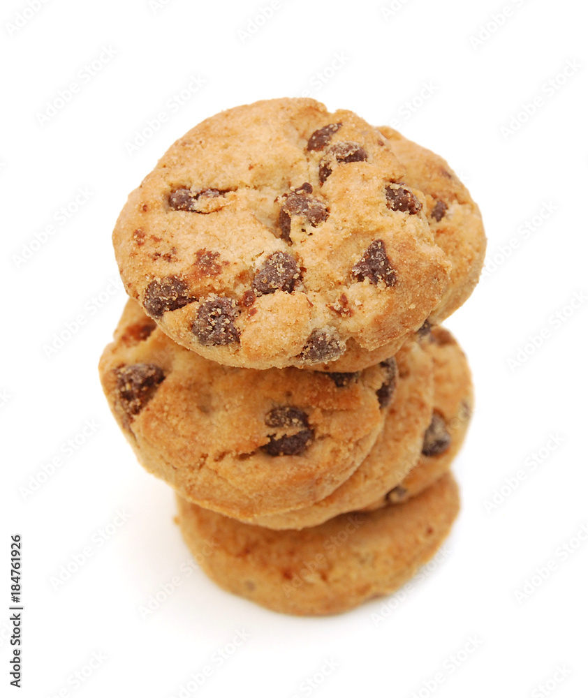 Extreme close-up image of chocolate chips cookies