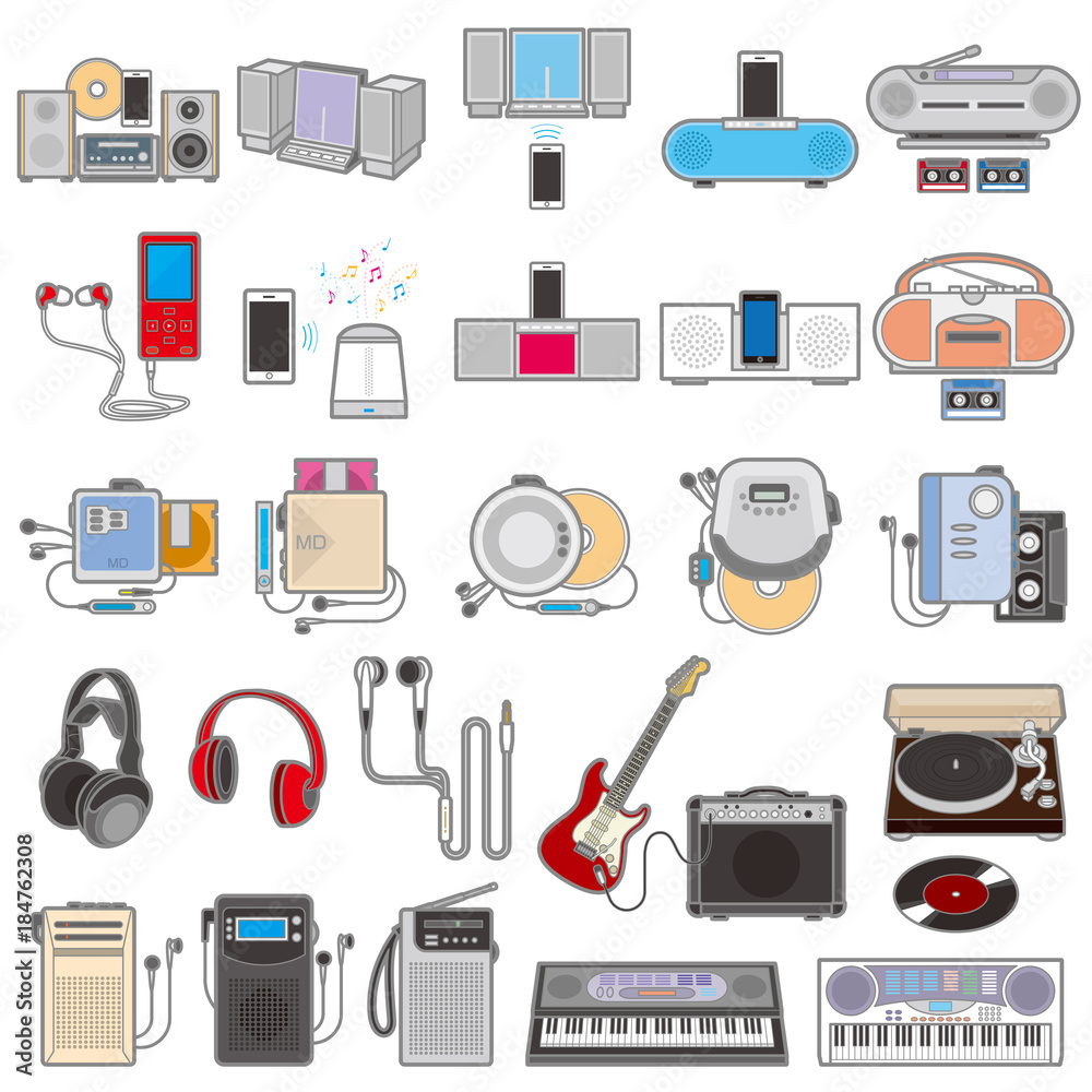 様々な電化製品のイラスト / 音楽 様々な電化製品のイラスト / 音楽
