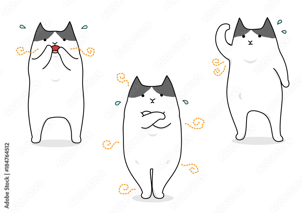 funny cartoon cat suffering with body odor set Stock Vector | Adobe Stock