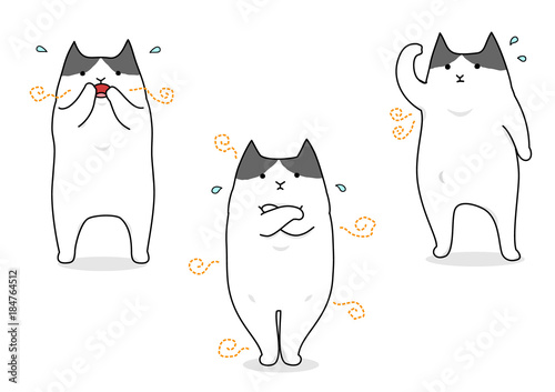 funny cartoon cat suffering with body odor set